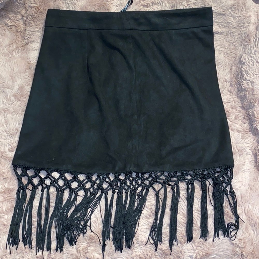 Forever 21 black mini skirt with boho detailing